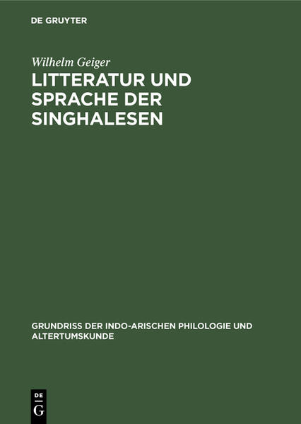 Litteratur und Sprache der Singhalesen | Wilhelm Geiger