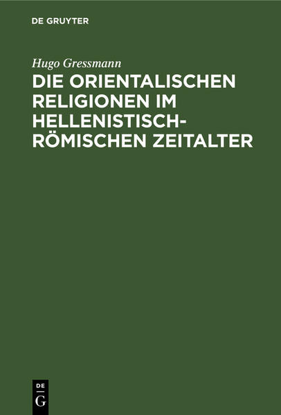 Frontmatter -- INHALT -- Vorwort / Galling, Kurt -- 1. Einleitung. Synkretismus und Mysterienreligion -- I. Die ägyptische Religion -- 2. Osiris und Sarapis -- 3. Die Osiris-Sarapis- und Isis-Mysterien -- 4. Trinitarischer Monotheismus -- II . Die kleinasiatische Religion -- 5. Die Göttermutter und die Dea Syria -- 6. Die Ma von Komana und die Artemis von Ephesus -- 7. Attis -- 8. Sabazios -- III. Die iranische Religion -- 9. Die Religion Zarathustras und ihre Weiterentwicklung -- 10. Mithras -- 11. Mani -- Nachwort / Galling, Kurt -- Literaturverzeichnis -- Quellenverzeichnis der Abbildungen