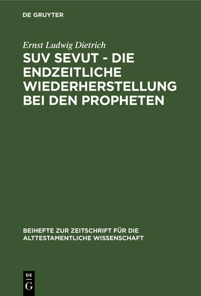 In der Reihe Beihefte zur Zeitschrift für die alttestamentliche Wissenschaft (BZAW) erscheinen Arbeiten zu sämtlichen Gebieten der alttestamentlichen Wissenschaft. Im Zentrum steht die Hebräische Bibel, ihr Vor- und Nachleben im antiken Judentum sowie ihre vielfache Verzweigung in die benachbarten Kulturen der altorientalischen und hellenistisch-römischen Welt.