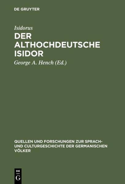 Frontmatter -- INHALT -- EINLEITUNG -- DER PARISER CODEX -- DIE MONSEER BRUCHSTÜCKE -- GRAMMATISCHE DARSTELLUNG -- GLOSSAR -- NACHTRÄGE UND BERICHTIGUNGEN