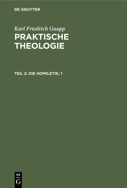 Frontmatter -- Vorbericht -- Inhalt -- Einleitung -- §. 1. Begriff der Homiletik -- §. 2. Die Predigt Gottes Wort kraft des ihr zugewiesenen Inhalts -- §. 3. Unzulänglichkeit der vorigen Bestimmung -- §. 4. Die Predigt auch selbständig Gottes Wort -- §. 5.Die echte Predigt auf Inspiration beruhend -- §. 6. Die Predigt ihrem Kerne nach nothwendig Heilslehre -- §. 7. Die Predigt bewegte Rede -- §. 8. Gemeinschaft des Cultus die nothwendige Voraussetzung der Predigt als bewegter Rede -- §. 9. Zweck der Predigt die Erbauung -- §. 10. Begriff der Erbauung als Bestimmung des Willens zur Gerechtigkeit des Reiches Gottes -- §. 11. Die Predigt Prophetie -- §. 12. Fällt die Predigt unter den Gesichtspunkt der allgemeinen Rhetorik? -- §. 13. Entscheidung der Frage -- §. 14. Eintheilung der Homiletik nach Stoff und Form -- §. 15. Anderweitige wissenschaftliche Darstellungen der Homiletik -- §. 16. Construction -- §. 17. Fortsetzung -- §. 18. Fortsetzung -- §. 19. Fortsetzung -- §. 20. Fortsetzung -- §. 21. Schluß -- Erster Theil. Die Predigt als eine durch die heilige Schrift vermittelte That des heiligen Geistes -- §. 22. Das unterschiedliche Verhältniß der beiden Testamente zur Predigt -- §. 23. Das unterschiedliche Verhältniß des evangelischen und des apostolischen Worts zur Predigt -- §. 24. Fortsetzung -- Erster Abschnitt. Das evangelische Wort -- §. 25. Die objective Bedeutung der Erlösungsgeschichte -- §. 26. Die hierdurch bedingte Aufgabe des Predigers -- §. 27. Die subjektive Verinnerlichung der Erlösungsgeschichte -- §. 28. Die evangelischen Lehrstücke -- Erstes Kapitel. Die Erklärung der heiligen Geschichte aus dem Gesichtspunkt ihrer objectiven Bedeutung -- §. 29. Die Hauptmomentc der durch Christum vollbrachten Welterlösung -- §. 30. Fortsetzung -- §. 31. Anleitung zu richtiger Beurtheilung evangelischer Texte hinsichtlich der Zweckmäßigkeit ihrer Behandlung aus dem objectiven Gesichtspunkte -- §. 32. Fortsetzung -- §. 33. Fortsetzung. Bersuchungögeschichte -- §. 34. Fortsetzung -- §. 35. Objective Haltung der Festpredigten -- §. 36. Regeln des Verfahrens aus dem objectiven Gesichtspunkte. Erste Regel -- §. 37. Zweite Regel. Die Weihnachtsgeschichte -- §. 38. Fortsetzung. Die Leidensgeschichte -- §. 39. Dritte Regel -- Zweites Kapitel. Die homiletische Anwendung der heiligen Geschichte aus dem Gesichtspunkte ihrer subjektiven Verinnerlichung -- §. 40. Symbolische Auffassung -- §. 41. Fortsetzung -- §. 42. Fortsetzung -- §. 43. Fortsetzung -- §. 44. Schluß -- §. 45. Tropologische Auffassung -- §. 46. Fortsetzung -- §. 47. Fortsetzung -- §. 48. Schluss -- §. 49. Allegorische Auffassung -- §. 50. Fortsetzung -- §. 51. Moralische Auffassung -- Drittes Kapitel. Die homiletische Behandlung der evangelischen Lehrstücke -- §. 52. Rubricirung der Reden Jesu -- §. 53. Reden Jesu, die das Reich Gottes aus göttlicher Ursächlichkeit herleiten -- §. 54. Die johanneischen Reden -- §. 55. Fortsetzung -- §. 56. Fortsetzung -- §. 57. Auslegung der Reden Jesu aus dem apostolischen Wort -- §. 58. Warnung vor verflachender metaphorischer Auffassung -- §. 59. Die prophetischen Reden -- §. 60. Fortsetzung -- §. 61. Reden Jesu, welche das Reich Gottes aus menschlicher Wirksamkeit herleiten -- §. 62. Didaskalischer Gebrauch des Gesetzes -- §. 63. Der pädagogische Gebrauch des Gesetzes -- §. 64. Fortsetzung -- §. 65. Schluß -- §. 66. Reden Jesu, welche das Reich Gottes aus menschlicher Wirksamkeit herleiten -- §. 67. Fortsetzung -- §. 68. Parabeln -- §. 69. Fortsetzung -- §. 70. Fortsetzung -- Zweiter Abschnitt. Die homiletische Behandlung des apostolischen Worts -- §. 71. Die homiletische Aufgabe bei dem apostolischen Wort, verschieden von der bei dem evangelischen -- §. 72. Die zu dieser Kategorie gehörigen Bücher -- §. 73. Nähere Bestimmung der homiletischen Aufgabe bei dem apostolischen Wort -- §. 74. Fortsetzung -- §. 75. Fortsetzung -- §. 76. For