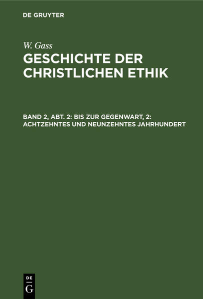 Frontmatter -- Vorwort -- Uebersicht des Inhalts -- Erster Abschnitt. Die Vorkantische Entwicklung -- Einleitung, Vorzeichen der Zukunft -- Erstes Kapitel. Englische Moralisten Zweites -- Zweites Kapitel. Französische Moralisten -- Drittes Kapitel. Deutsche Wissenschaft und Aufklärung -- Viertes Kapitel. Fortbcstand der theologischen Ethik -- Viertes Kapitel. Fortbcstand der theologischen Ethik -- Vorbetrachtung -- Erstes Kapitel. Die Kantische Schule -- Zweites Kapitel. Kant's Einfluss auf die Theologie -- Drittes Kapitel. Fortbildende Lehrer -- Dritter Abschnitt. Katholische Moraltheologie -- Historische Vorbemerkung -- Erstes Kapitel. Gegner und Vertheidiger der Jesuitemnoral -- Zweites Kapitel. Philosophische und religiöse Einflüsse -- Drittes Kapitel. Religiös veredelte Kirchlichkeit -- Vierter Abschnitt. Die speculative!! Schulen -- Historische Vorbetrachtung -- Erstes Kapitel. Die speculativen Philosophen -- Zweites Kapitel. Fortsetzung. Der zweite Lehrer -- Drittes Kapitel. Theologen und Philosophen der Hegel'schen Schule -- Viertes Kapitel. Fortsetzung. Speculation und Krfahrung -- Fünftes Kapitel. Zwei theologische Ethiker -- Sechstes Kapitel. Philosophische Nachfolger -- Fünfter Abschnitt. Die Literatur der Neuzeit -- Vorbericht -- Erstes Kapitel. Die neueste theologische und philosophische Literatur -- Zweites Kapitel. Arten und Abarten der Ethik -- Drittes Kapitel. Fortsetzung. Andere A harten -- Verzeichniss der wichtigeren Namen und Sachen -- Zusätze -- Backmatter