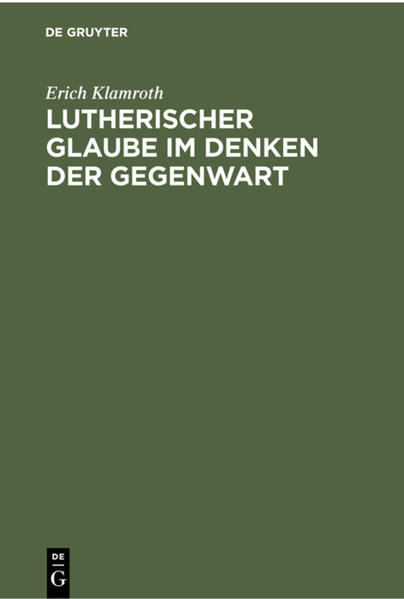 Frontmatter -- Inhaltsverzeichnis -- I. Vorbemerkungen -- II. Das Absolute -- III. Zeit und Ewigkeit -- IV. Das religiöse Erleben -- V. Das dogmatische Denken -- VI. Offenbarung -- VII. Religion und Ethik -- VIII. Das Böse -- IX. Freiheit und Gebundenheit -- X. Die Erlösung -- XI. Gnadenmittel -- XII. Rationaler und kontingenter Charakter des Christentums -- XIII. Das Reich Gottes -- XIV. Die letzten Dinge -- Literatur -- Backmatter