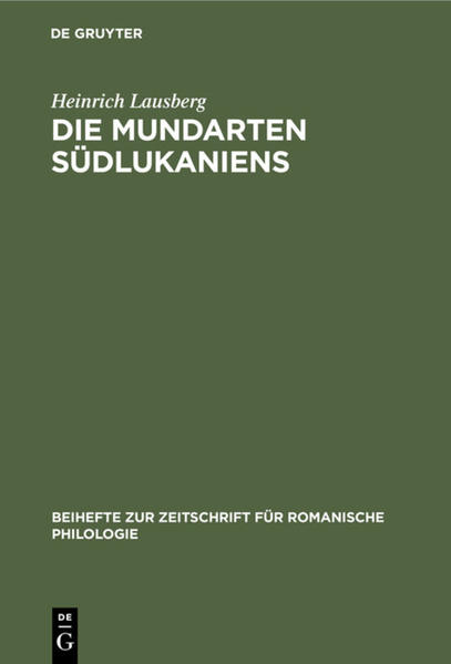 Die Mundarten Südlukaniens | Heinrich Lausberg