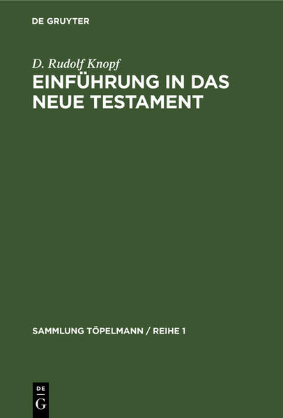 Frontmatter -- Inhalt -- Erster Teil: Die Sprache des Neuen Testaments -- § 1. Der Hellenismus und seine Weltsprache -- § 2. Die griechische Gemeinsprache und das NT -- § 3. Literatur und Hilfsmittel zur neutestamentlichen Philologie -- Zweiter Teil: Der Text des Neuen Testaments -- § 4. Einleitung. Aufgabe und Methode der Textkritik -- Erster Kapitel: Die handschriftliche Überlieferung des griechischen Neuen Testaments -- § 5. Das Äußere der Handschriften: Papyrus und Pergaments Majuskel und Minuskel -- § 6. Die Majuskelhandschriften des griechischen Neuen Testaments -- § 7. Die Minuskeln und die Lektionarien -- Zweites Kapitel: Die altkirchlichen Übersetzungen des NT.s -- § 8. Die Bedeutung der Übersetzungen für die neutestamentliche Textkritik -- § 9. Die lateinischen Übersetzungen -- § 10. Die syrischen Übersetzungen -- § 11. Die koptischen Übersetzungen -- Dritter Kapitel: Die neutestamentlichen Zitate der Kirchenväter -- § 12. wert der Väterzitate -- § 13. Die wichtigsten Kirchenschriftsteller -- Viertes Kapitel: Die Geschichte des gedruckten Textes -- § 14. von (Erasmus bis Lachmann