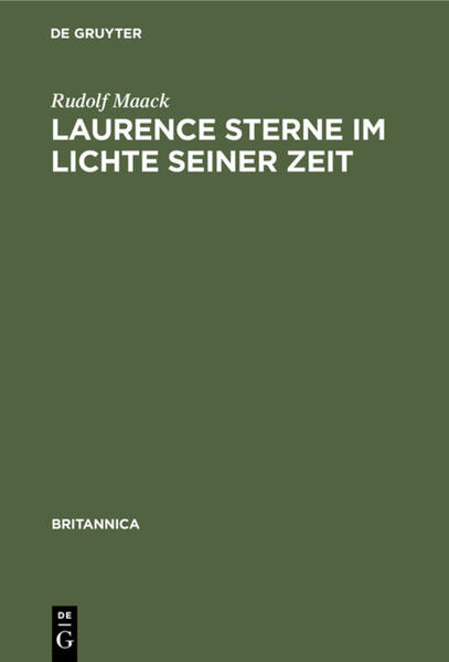 Laurence Sterne im Lichte seiner Zeit | Rudolf Maack