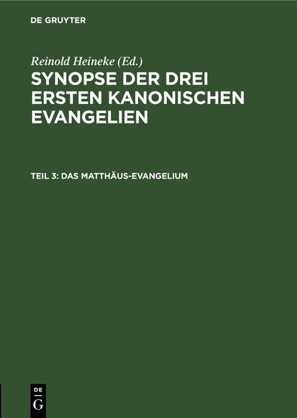 Frontmatter -- Erklärung der Einrichtung -- Inhaltsverzeichnis zum 3. Teile -- III KATA MAOOAION -- Anhang I -- Anhang II -- Berichtigungen