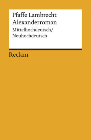 Der 'Alexanderroman' des Pfaffen Lambrecht ist die erste Großerzählung der deutschen Sprache über einen nichtbiblischen, einen weltlichen Stoff. Eine französische Vorlage, die auch zum ersten Mal in der deutschen Literaturgeschichte zum Einsatz kommt, vermittelte die antike Geschichtsschreibung vom kurzen spektakulären Leben des Makedonenkönigs, der einen Eroberungszug bis nach Indien führte. Die Ausgabe enthält die beiden Fassungen des Romans aus der zweiten Hälfte des 12. Jahrhunderts mitsamt Neuübersetzung und Kommentar.