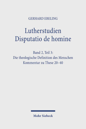 Die weitgespannte Monographie über die Disputatio de homine, deren erste zwei Bände 1977 und 1982 erschienen sind, findet mit der Kommentierung der Aussagen Luthers zur theologischen Definition des Menschen ihren Abschluß. Dieser wichtige Teil des Ganzen ist zu einem Summar von Luthers Theologie angewachsen. Der knappe und dichte Thesentext führt in weite sachliche und geschichtliche Zusammenhänge. Im Zuge der fortlaufenden Interpretationen bilden sich exkursartige thematische Ballungen: zum Verständnis von Theologie, zum Verständnis von Christologie und Anthropologie, über das Reden vom Teufel, über die Grunddifferenz zur Scholastik, über die Rechtfertigungslehre und Anthropologie sowie das zusammenfassende Schlußkapitel mit den für Luther charakteristischen Leitbegriffen Deus humanus, Homo theologicus und Cooperatores Dei. Die Darstellung, entstanden unter dem gestaltungsfördernden Impuls einer Vorlesung, hat den Vorzug lebendiger Sprache. Der extensive Anmerkungsapparat bietet die Quellentexte im Wortlaut und enthält mannigfache Spezialuntersuchungen und Materialzusammenstellungen. In dieser Kombination ist das Buch Antrieb und Hilfe zu eigenem Luther-Studium. Ausführliche Register zu allen drei Teilen sind diesem Band angefügt, um die Fülle des darin Verarbeiteten zu erschließen.