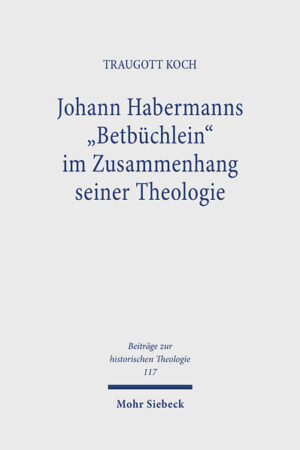 Das 1567 erschienene Gebetbuch Johann Habermanns war bis nach dem ersten Weltkrieg das meistgelesene und in viele Sprachen übersetzte evangelische Gebetbuch. Das Interesse daran brach dann plötzlich ab, weil es im Ruf stand, nur ein Plagiat einer jesuitischen Schrift zu sein. Traugott Koch widerlegt dieses Vorurteil mit der vorliegenden Studie. Er legt dar, daß bereits das Mittelalter die Bemühung kennt, den Laien und Nichtgelehrten das Beten als den Vollzug des Christseins nahe zu bringen. Sodann erörtert er ausführlich Luthers reformatorisches Verständnis des Gebets und ordnet diesem Verständnis das Gebetbuch Habermanns zu. Um dessen genuin lutherischen Charakter aufzuweisen, untersucht und interpretiert Traugott Koch das gesamte Werk Habermanns und insbesondere seine Predigtbände oder 'Postillen'.