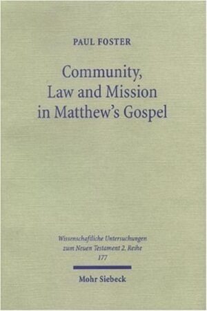 Paul Foster contributes to Matthean scholarship by looking at the issues of the social location of the community, the role of law within that community and its attitude towards the gentile mission. Against the current trend towards viewing the community behind the gospel as a primarily Jewish separatist group with the central belief that Jesus was the Messiah, he comes to the conclusion that although the Matthean group originated in Judaism, nonetheless, by the time of the composition of the gospel, the community functioned outside the confines of its original locus operandi. Specifically, that at the time of the writing of the gospel a major breach had occurred between the Matthean communities and the synagogues from which the original core of the evangelist's believers in Jesus had emerged. Consequently the group was now focussing its attention on recruiting new members from among gentiles, and the integration of recent non-Jewish converts created a number of tensions for long term traditionally Torah observant group members. Therefore the topics of community, law and mission in Matthew's gospel are not treated as separate entities, but as interrelated parts of an overarching whole.The gospel has both pastoral and pedagogical aims: Pastorally, to reassure group members of the correctness of the decision to break with synagogue based Judaism and pedagogically, to teach the community that the risen Jesus instructs the group to engage fully in Gentile mission.