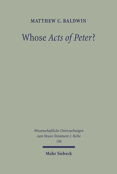 The Actus Vercellenses, a Latin text preserved in only one manuscript copy, is published widely in translation under the title Acts of Peter. The Acts of Peter is thought to be the title of an ancient work, originally in Greek, which is usually said to have been composed in the second-century in Asia Minor. Accordingly, the Vercelli Acts are often treated simply as evidence for second-century Christian discourse. However, many issues relating to the study of the Actus Vercellenses qua Acts of Peter have hitherto been inadequately established, especially: the character, extent, and original time of composition of the ancient Acts of Peter