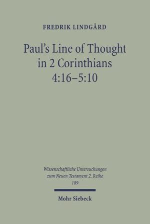 Fredrik Lindgård analyzes verses 4:16-5:10 in 2 Corinthians, verses which have often been used to argue that Paul's eschatology developed over time or to ascertain whether or not Paul is an anthropological dualist. Paul's concern is how the Corinthians see him. His aim is to show them that he is frank and "open" to them and that his attitude to adversities confirms that he is a real apostle. He reveals his thoughts and emotions when facing suffering. The author shows that the section and its context do not support the view that Paul changed or developed his eschatology. Instead, the text displays the unsystematic character of Paul's eschatology. Concepts which Paul normally uses separately occur side by side without elaboration. Although Paul uses both dualistic and holistic language, the dominating feature is dualism. The analysis shows that a wide rhetorical approach can be useful when trying to understand Paul.