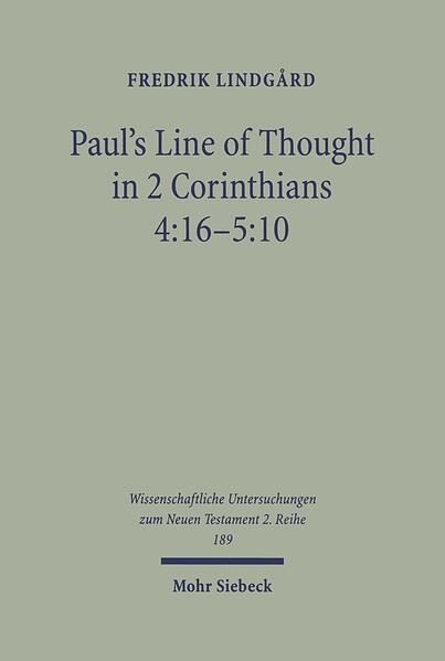 Fredrik Lindgård analyzes verses 4:16-5:10 in 2 Corinthians, verses which have often been used to argue that Paul's eschatology developed over time or to ascertain whether or not Paul is an anthropological dualist. Paul's concern is how the Corinthians see him. His aim is to show them that he is frank and "open" to them and that his attitude to adversities confirms that he is a real apostle. He reveals his thoughts and emotions when facing suffering. The author shows that the section and its context do not support the view that Paul changed or developed his eschatology. Instead, the text displays the unsystematic character of Paul's eschatology. Concepts which Paul normally uses separately occur side by side without elaboration. Although Paul uses both dualistic and holistic language, the dominating feature is dualism. The analysis shows that a wide rhetorical approach can be useful when trying to understand Paul.