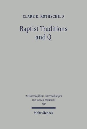 Clare K. Rothschild offers the first comprehensive examination of why current models of Q feature traditions concerning John the Baptist both prominently and favorably. A close hermeneutical investigation of the NT Gospels, including literary phenomena such as the double attribution of sayings to John and to Jesus, contradictions among sayings of Jesus, and significant thematic continuities between Baptist traditions and Q sayings on topics such as the Son of Man and Kingdom of God, support the argument that at some point in the undoubtedly complex pre-history of its redactions Q existed as a source of Baptist traditions exclusively. This study also includes an important new interpretation of the Markan transfiguration narrative.