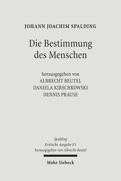 Das geniale Jugendwerk "Die Bestimmung des Menschen", das der Aufklärungstheologe Johann Joachim Spalding 1748 erstmals vorlegte und bis 1794 in insgesamt 11 autorisierten Auflagen ausgehen ließ, gab einer "Basisidee der deutschen Aufklärung" (N. Hinske) literarischen Ausdruck und trug zur Karriere der philosophischen Anthropologie im 18. Jahrhundert maßgeblich bei. Diese popularphilosophische, auf rationale Evidenz zielende und darum offenbarungstheologisch voraussetzungslose Schrift sollte in der Form eines inneren Dialogs den Prozeß existentieller Selbstverständigung exemplarisch skizzieren. In der religiösen Vertiefung des Moralitätsgedankens erscheinen Gott und Unsterblichkeit für Spalding, darin auf seinen späteren Briefpartner I. Kant vorausweisend, als regulative Ideen: Erst der Begriff des "ganzen Lebens" gibt zu erkennen, dass der Mensch in "diesem Leben" dazu bestimmt ist, "rechtschaffen und in der Rechtschaffenheit glückselig zu seyn". Die vorliegende Edition bietet erstmals eine integrative Wiedergabe aller Textstufen sowie vorab den fortlaufenden Text der Erstausgabe. Der Band ist durch eine bündige Einleitung, eingehende Erläuterungen und ausführliche Register erschlossen. Mit ihm wird der theologischen, philosophischen und literaturwissenschaftlichen Aufklärungsforschung ein zentraler Leittext editorisch präzise und leserfreundlich zur Verfügung gestellt.