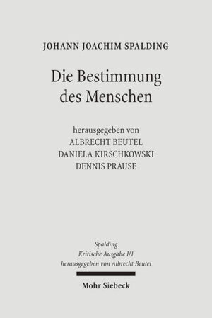 Das geniale Jugendwerk "Die Bestimmung des Menschen", 1748 erstmals erschienen, wurde ein Bestseller der Aufklärungstheologie. Mit ihm hat Johann Joachim Spalding die um die Mitte des 18. Jahrhunderts einsetzende "anthropologische Wende" entscheidend befördert und das gelehrte Gespräch über den Menschen für ein halbes Jahrhundert, bis hin zu J.G. Fichtes gleichnamiger Schrift von 1800, maßgeblich bestimmt. Mit diesem Band wird der theologischen, philosophischen und literaturwissenschaftlichen Aufklärungsforschung ein zentraler Leittext editorisch präzise und leserfreundlich zur Verfügung gestellt.