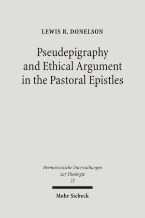 By employing analyses of the literary structure of ancient pseudepigraphical letters and of the logical structure of ethical argument, Lewis R. Donelson discovers in the Pastoral Epistles a consistent theological ethic which has cosmological and cultic grounding. First, an investigation of Greco-Roman religious pseudepigraphical letters identifies those literary patterns which determine the form of argumentation in the Pastoral Epistles. Second, an investigation of the structure of ethical argument produces categories for organizing and analyzing the apparently disorganized arguments in these letters. Finally, this study concludes that the author of the Pastoral Epistles builds a coherent theological ethic by falsifying Pauline history and by grounding his ethical warrants in church officers."Donelson has made important contributions to unraveling the mystery of these three small epistles, which bear the name of Paul ..."Robert J. Karries in Journal of Biblical Literature, Dec. 1988, 558ff."Dr. L.R. Donelson has written an interesting and potentially fruitful study of the Pastoral Epistles ..."Anthony Hanson in The Expository Times 12 (1986)"Insgesamt ist die vorgestellte Arbeit uneingeschränkt zu begrüßen. Sie ermöglicht einen gut fundierten hermeneutischen Ansatz für das Verständnis der Past und läßt diesen drei Briefen zugleich eine gerechte sachliche Beurteilung zukommen."Eckart Reinmuth in TLZ 7 (1990), S. 508