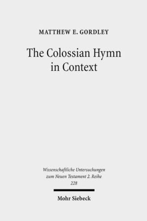 The suggestion that the New Testament contains citations of early Christological hymns has long been a controversial issue in New Testament scholarship. As a way of advancing this facet of New Testament research, Matthew E. Gordley examines the Colossian hymn (Col 1:15-20) in light of its cultural and epistolary contexts. As a result of a broad comparative analysis, he claims that Col 1:15-20 is a citation of a prose-hymn which represents a fusion of Jewish and Greco-Roman conventions for praising an exalted figure. A review of hymns in the literature of Second Temple Judaism demonstrates that the Colossian hymn owes a number of features to Jewish modes of praise. Likewise, a review of hymns in the broader Greco-Roman world demonstrates that the Colossian hymn is equally indebted to conventions used for praising the divine in the Greco-Roman tradition. In light of these hymnic traditions of antiquity, the analysis of the form and content of the Colossian hymn shows how the passage fits well into a Greco-Roman context, and indicates that it is best understood as a quasi-philosophical prose-hymn cited in the context of a paraenetic letter. Finally, in view of ancient epistolary and rhetorical theory and practice, an analysis of the role of the hymn in Colossians suggests that the hymn serves a number of significant rhetorical functions throughout the remainder of the letter.