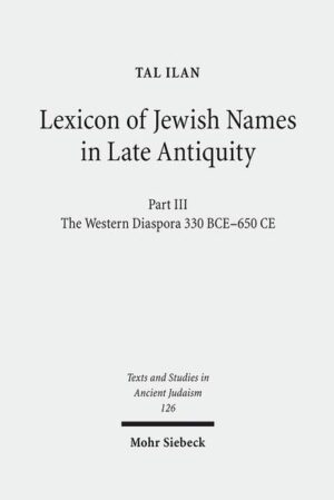 In this lexicon, Tal Ilan collects all the information on names of Jews in lands west of Palestine, in which Greek and Latin was spoken, and on the people who bore them between 330 BCE, a date which marks the Hellenistic conquest of East, and 650 CE, approximately the date when the Muslim conquest of East and the southern Mediterranean basin was completed. The corpus includes names from literary sources, but those mentioned in epigraphic and papyrological documents form the vast majority of the database. This lexicon is an onomasticon in as far as it is a collection of all the recorded names used by the Jews of the western Diaspora in the above-mentioned period. Tal Ilan discusses the provenance of the names and explains them etymologically, given the many possible sources of influence for the names at that time. In addition she shows the division between the use of biblical names and the use of Greek, Latin and other foreign names, and points out the most popular names. This book is also a prosopography since Ilan analyzes the identity of the persons mentioned therein. The lexicon is accompanied by a lengthy and comprehensive introduction that scrutinizes the main trends in name giving current at the time. A large part of it is devoted to the question of how one can identify a Jew in a mostly non-Jewish society.