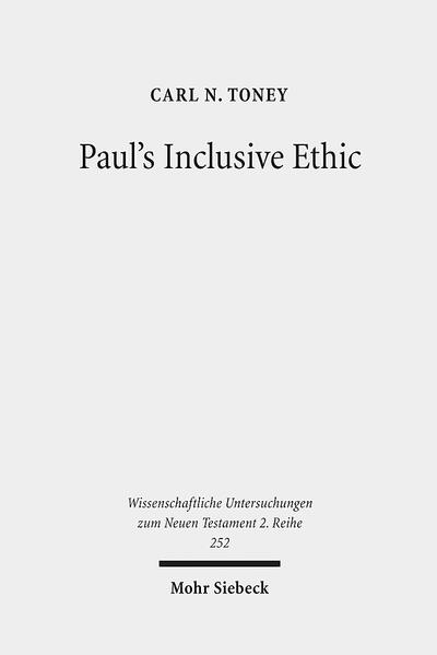 In Rom 14-15 Paul promotes an inclusive ethic by advising the strong (mainly Gentile Christians) to allow for certain Jewish practices performed by the weak (mainly Jewish Christians) in order to unify the Roman Christian community through an environment that is not socially divisive so as to advance his broader vision of unifying Jewish and Gentile Christians and to encourage an outward mission to non-Christians in Rome. In the first half of the study, Carl N. Toney focuses upon Rom 14-15. He begins with a social reconstruction of the Roman Christian community by exploring the problem of the divisions created when both Jewish and Gentile believers blur their Christian identity with culturally divisive practices related to the adherence or rejection of Jewish diet and days and the negative social impact of those choices. Next, in an exegetical study he considers how in Rom 14:1-15:6 Paul presents his inclusive ethic, which offers a solution to these divisions, and the expansion of this ethic in Rom 15:7-13, which promotes an outward mission to non-Christians. The second half of the study interprets Rom 14-15 in light of insights gained from Rom 11 and 1 Cor 8-10. Thus, both the inclusive ethic and concern for mission, as presented in Rom 14-15, are rooted in the letter's prior argument in Rom 11 that Gentile Christians have an obligation to Christian and non-Christian Jews. Also, Paul adapts his previous arguments from 1 Cor 8-10 of "becoming all things to all people" so as to promote in Rom 14-15 an accommodation to others both inside and outside the Roman community.