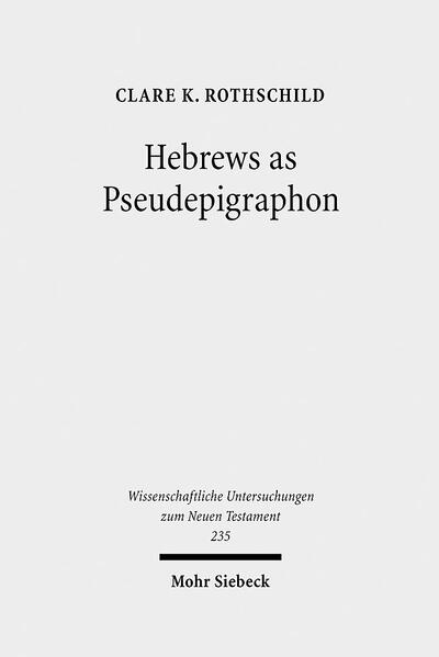 The history of scholarship on Hebrews attests a tension between the originality and Pauline character of its epistolary postscript (13:20-25). Generally speaking, scholars accepting the postscript's originality reject its Pauline character, while those rejecting its originality accept its reliance on Paul's letters. The Pauline character of the postscript is especially problematic for implying Paul's authorship of the book-a thesis that is all but dispensed with today. Clare K. Rothschild argues that if Hebrews's postscript is both original and imitative of Paul's letters, and if such imitation on the part of the author of Hebrews deliberately identifies the author as Paul, the entire book of Hebrews merits consideration as a pseudepigraphon. Examining Hebrews from this perspective, Rothschild makes the case that neither the postscript nor the rest of Hebrews was composed de novo. Rather, it deliberately adopts words and phrases-including citations from the Jewish scriptures-from a collection of Pauline materials, in order to imply Paul's authorship of a message that stands in continuity with esteemed Pauline traditions. Furthermore, the longstanding tradition of Hebrews's Pauline attribution suggests that it never circulated independently of other works attributed to Paul but was composed to amplify an early corpus Paulinum. This is the first ever monograph to examine the history of Hebrews' Pauline attribution and the significance of this attribution for our understanding of the book and its author's indebtedness to Pauline traditions.