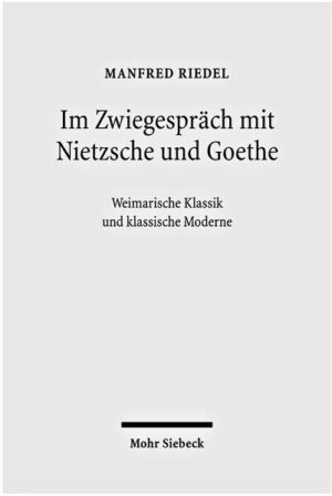 Manfred Riedel untersucht Linienzüge deutschen Geistes im bislang wenig vermessenen Spannungsfeld zwischen Weimarischer Klassik und klassischer Dichtung der Moderne, von der Erfahrung durchdrungen, "schönes Leben" sei überall erkrankt. Er wendet sich dagegen, dass die zeitgenössische Forschung zur Weimarer Klassik Nietzsche und die von ihm ausgehenden Bögen zur klassischen Moderne vernachlässigt. Das Buch überprüft die einst zu Nietzsches Gunsten vorgebrachten Argumente vom "Willen zur Macht als Kunst" und vergleicht sie mit Georges und Hofmannsthals Goethe- und Nietzsche-Verständnis. Angesichts wachsender Voreiligkeit im Aburteilen von Vergangenem teilt Manfred Riedel die heute immer stärker gehegte Furcht vor einer gänzlichen Auflösung alles geschichtlich Überlieferten. Um so stärker ist die Hoffnung, dass eine neue Generation durch "richtiges" und "gerechtes" Verstehen den längst fälligen Revisionsprozess anstrengen und das hohe Geistergespräch vor Herabziehungen "ins Nichts" bewahren wird. Riedels Untersuchungen deuten die bis heute missverstandene Idee der "konservativen Revolution" für ganz Europa und folgen den Bogenlinien von Nietzsche zu Goethe, die Hofmannsthal auszog, der hieran weitere "Bögen" und "Abbiegungen" ansetzt, die den Unterschied der "klassischen Moderne" zu Neuromantik, Jugendstil, Expressionismus usf. markieren. Sie alle laufen in Nietzsches Denken und Dichten zusammen und erfüllen die Rede vom "Rückschein des Geistes" mit Leben.