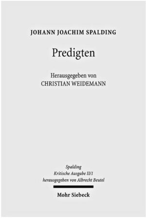 Johann Joachim Spalding (1714-1804) war nicht allein der bedeutendste Religionstheologe, sondern auch der wirkmächtigste Kanzelredner seiner Epoche. Der erste Band seiner "Predigten" (11765,21768,31775) dokumentiert die neologische Verbindung von Herzens- und Verstandesfrömmigkeit auf exemplarische Weise und macht heute noch verständlich, weshalb viele namhafte Zeitgenossen, darunter Goethe, Herder und Kant ("Spalding ist allen vorzuziehen"), die biblisch-reformatorische Aktualität und sprachliche Klarheit des Predigers Spalding so außerordentlich schätzten. Die vorliegende kritische Edition läßt die unterschiedliche Textgestalt der drei autorisierten Auflagen mühelos nachvollziehen und stellt mit ihren historischen Erläuterungen sowie mit ausführlichen Bibelstellen-, Namens-, Orts- und Sachregistern wertvolle Erschließungshilfen bereit. Der einleitende Essay des Bandherausgebers unterzieht die lebenslange Predigtarbeit des Aufklärungstheologen einer konzentrierten, kritischen Würdigung.