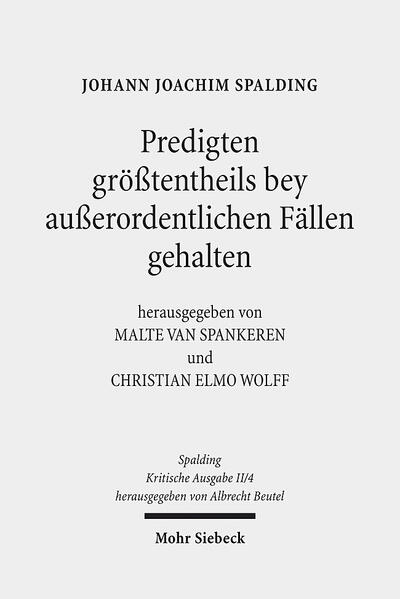 Der vorliegende, kritisch edierte Band präsentiert eine Facette des Kanzelredners Johann Joachim Spalding (1714-1804), die bislang selten im Fokus der wissenschaftlichen Betrachtung stand. Er enthält Trauerpredigten, Erbauungsschriften und weitere Predigten bey außerordentlichen Fällen, unter denen sich auch Spaldings Barthische Abschiedspredigt sowie seine Berliner Antrittspredigt finden. Somit wird ein intimer Einblick in das vielfältige Predigtwerk des Berliner Neologen ermöglicht. Der Zeitraum der hier dargebotenen Predigten umfaßt mehr als ein Jahrzehnt des pfarramtlichen Wirkens Spaldings (1764-1775), und jede Kanzelrede für sich wirft ein bezeichnendes Schlaglicht auf die theologischen, historischen und mentalitätsgeschichtlichen Fragestellungen, die Spalding und seine Hörer bewegt haben. Die ausführlichen Personen-, Bibelstellen- und Sachregister ermöglichen dem Leser ein schnelles Auffinden zentraler Schlagwörter und Wendungen und zeigen den sprachlichen Reichtum Spaldings.