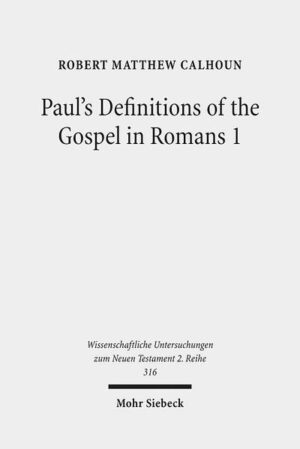 Early in Romans, Paul gives two definitions of 'gospel.' The ancient philosophical and rhetorical theory on definition instructs that it should concisely state the essence and function of the definiendum. Robert Matthew Calhoun shows that Paul's definitions conform closely to this instruction. In 1:2-4, the apostle declares the essence of the gospel as Christ's fulfillment of God's promises in the scriptures. In 1:16-17, he specifies its function as God's power for salvation, and as the agent of the revelation of divine justice. Paul utilizes sophisticated tactics of brevity, and he exploits ambiguities in the terminology and syntax. These strategies enable him to return to his definitions in his subsequent arguments in order to recombine their component terms, bringing forward latent meanings and implications.