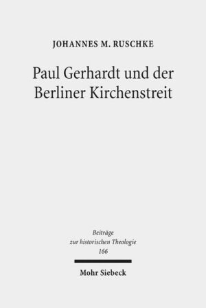 Paul Gerhardt gilt neben Martin Luther als bedeutendster evangelischer Liederdichter. Im Berliner Kirchenstreit, den konfessionellen Auseinandersetzungen zwischen lutherischen und reformierten Theologen bzw. zwischen lutherischen Untertanen und dem reformiert geprägten kurfürstlich-brandenburgischen Hof in der zweiten Hälfte des 17. Jahrhunderts, spielte Gerhardt eine entscheidende Rolle. Als Vertreter einer strengen lutherischen Orthodoxie lehnte er jeden obrigkeitsgesteuerten Versuch ab, Konflikte zwischen den Konfessionen zu beenden und eine gegenseitige Toleranz einzuführen. Johannes M. Ruschke stellt den Kirchenstreit, seine Vorgeschichte, Bedeutung und Auswirkungen sowohl historisch als auch theologisch unter anderem auf der Basis bisher unbekannter oder unausgewerteter Quellen kritisch umfassend dar, analysiert und bewertet dessen Auswirkungen und bietet eine Edition wichtiger Voten Gerhardts.