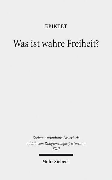 Die Diatribe IV 1 peri eleutherias ist eine der dichtesten (und zugleich eine der längeren) Unterredungen Epiktets (um 100 n. Chr.), die uns der Historiker Arrian überliefert hat. Dieser exemplarische Text bündelt nicht nur viele zentrale Lehrthemen des Stoikers, sondern demonstriert auch markant seine psychagogische Kunst. Der Band enthält neben ausführlicher Einleitung, Text und Übersetzung sowie fortlaufendem Kommentar auch eine Reihe von Essays, die ihren Ausgang von konkreten Textpassagen nehmen, um andere epiktetische Zusammenhänge sowie weitergespannte Analysen des philosophischen Hintergrunds und des zeitgenössischen Umfelds zu entfalten. Behandelt werden Sklaverei und Freilassung, Epiktets Theorie der Freiheit im Verhältnis zur klassischen stoischen Lehre sowie Epiktets Theologie und ihr Verhältnis zum Neuen Testament.