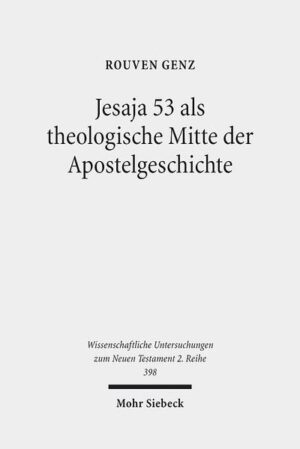 Rouven Genz präsentiert einen Neuansatz in der Acta-Forschung, indem er die Apostelgeschichte als nicht primär historisch, sondern theologisch motiviertes Werk qualifiziert und ihren Autor als schriftgelehrten Exegeten würdigt. Genz' Schwerpunkt liegt auf der Untersuchung der Rezeption von Texten aus dem Jesaja-Buch. Im Zentrum steht die Erzählung von Philippus und dem äthiopischen Kämmerer in Apg 8, die mit dem Rekurs auf Jes 53 das theologische Anliegen des Lukas beispielhaft manifestiert. Die jesajanische Tradition im Allgemeinen sowie die Gottesknechtsvorstellung im Besonderen erweisen sich auch darüber hinaus als hermeneutischer Schlüssel für die lukanische Christologie und Ekklesiologie: Lukas versteht Jesus im jesajanischen Sinn als den Knecht Gottes und seine Nachfolger als Knechte des Knechts. Auch seine soteriologischen Prämissen gewinnt Lukas aus den jesajanischen Texten: Den Tod Jesu begreift er als Sühnetod.