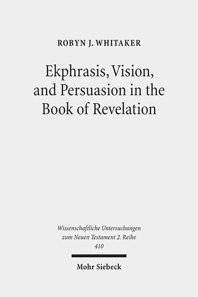 Robyn J. Whitaker demonstrates how a rhetorical analysis of the visions of God in the Book of Revelation reveals the persuasive role of the visions of God and the Lamb in John's argument against cultic images and worship. Through the rhetorical technique of ekphrasis, the author adapts his Jewish sources to make present a God who is perceived to be spatially or temporally absent. In doing so, he offers a verbal-visual image that seeks to combat the power of imperial cult images. Locating the text in its religious and rhetorical context, Robyn J. Whitaker argues that the author participates in an ongoing debate over whether writers or sculptors (artists) could best represent the gods