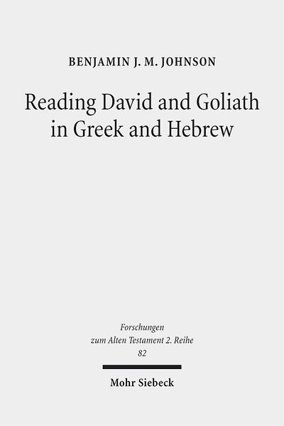 The story of David and Goliath existed in antiquity in two variant literary editions, a short version found in the Greek tradition of Codex Vaticanus (LXXB) and a longer version found in the Hebrew tradition of the MT. Benjamin J. M. Johnson proposes that each version is worthy of study in its own right and offers a close literary reading of the narrative of David and Goliath in the Greek text of 1 Reigns 16-18. The author explores a method for reading the Septuagint that recognizes it is both a document in its own right and a translation of a Hebrew original. In offering a reading of the septuagintal version of the David and Goliath narrative, the literary difference between the two versions of the story and the literary significance of the Greek translation are highlighted.