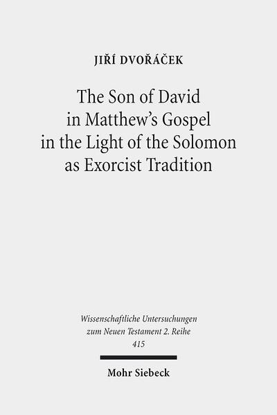 In this study, Jiří Dvořáček focuses on the usage of the "Son of David" title in Matthew's Gospel. He assumes that Matthew's image of the healing Son of David can be explained from the existing Jewish concepts-in particular in the light of the Solomon as exorcist tradition. In the first part, he examines important texts concerning the Son of David. The author argues that in the first century C.E. the designation "Son of David" could have referred not only to the triumphant royal Davidic Messiah-but within an exorcistic and healing context, it could have referred also to Solomon, himself a great exorcist and healer. In the second part, Jiří Dvořáček demonstrates in his exegesis of Matthean texts how Matthew used the royal messianic and the Solomon as exorcist tradition in order to create the image of the Son of David as a merciful, messianic, healing king, who in his wisdom, healings and exorcisms even surpasses David's son Solomon.