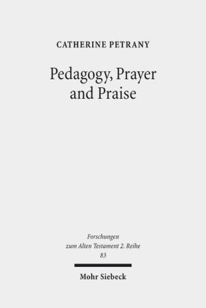 The presence of didactic, wisdom-like passages in the Book of Psalms presents a puzzle because it suggests a non-liturgical origin and pedagogical aim distinct from the more dominant psalmic language of lament and praise. Catherine Petrany argues for a literary and theological approach to the question of wisdom's role in the psalms that accounts for its meaningful integration with these other kinds of discourse. The unique contextualization of wisdom motifs in the psalms creates a pedagogical platform unique to the book, one related to but distinct from the pedagogies of the biblical wisdom corpus. Human wisdom speech in the psalms points beyond the classroom to the congregation and asks its hearers to become speakers, that is, to enter into conversation with the divine.