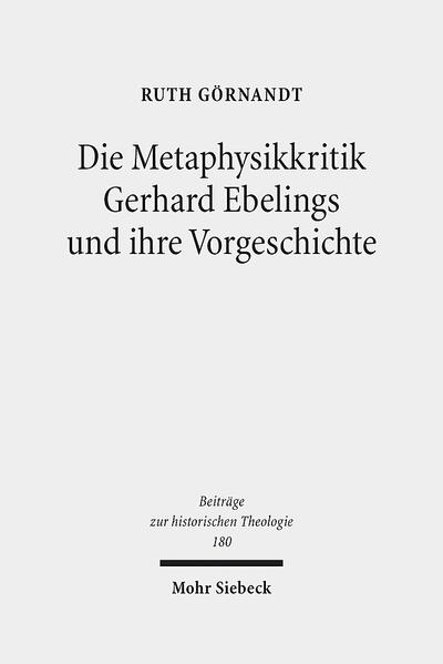 In der Theologie war, über den größten Teil ihrer Geschichte, die Verwendung der Metaphysik so selbstverständlich wie heute ihre Zurückweisung. Bei Gerhard Ebeling findet sich, im Kontrast dazu, eine sorgfältige Untersuchung von Sinn und Funktion der Metaphysik in der Theologie. Seine Arbeiten zeigen, was in der Theologie überhaupt als Metaphysik bezeichnet wird und warum diese abzulehnen ist. Die Kritik an der Metaphysik scheint sich bei Ebeling außerdem, wie im allgemeinen Empfinden, von der reformatorischen Theologie herzuleiten. Ruth Görnandt bindet sie zurück an ihren zeit- und theologiegeschichtlichen Kontext und zeigt damit, dass sie nicht nur in einem bestimmten Strom protestantischer Theologie verwurzelt ist, nämlich von Albrecht Ritschl über Wilhelm Herrmann zu Rudolf Bultmann, sondern dass sie auf einen Streit um die Theologie unter den Anforderungen der Moderne antwortet. Dieser Kontext ist für das korrekte Verständnis von Ebelings Metaphysikkritik unerlässlich.