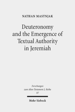 The close relationship between Jeremiah and Deuteronomy has stood near the center of Jeremiah scholarship for over a century. Nathan Mastnjak brings new light to this phenomenon by subjecting every credible allusion to Deuteronomy in Jeremiah to detailed analysis with particular attention to interpretative processes and the dynamics of authority. By locating each allusion in the history of the composition of the book, the author traces a discernible shift in the perspective on Deuteronomy's authority. While early texts in Jeremiah allude to Deuteronomy as merely one prestigious literary work among others, it emerges as a religious textual authority in the later layers. These later layers construct and deploy Deuteronomy as an authority but are simultaneously constrained to transform it in the interest of religious innovation.