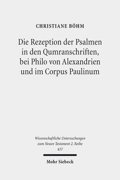 Christiane Böhm untersucht in dieser Studie den Umgang mit den Psalmen in der Gemeinschaft von Qumran, bei Philo von Alexandrien und bei Paulus. 11QPsa, der Allegorische Kommentar Philos und die paulinischen Briefe bilden paradigmatische Textkorpora, die unterschiedliche Strömungen im antiken Judentum repräsentieren und jeweils ein spezifisches Verständnis der Psalmen zu erkennen geben. Die Interpretation der Psalmen in Qumran, bei Philo und Paulus spiegelt einen innerjüdischen Diskurs über ihre wirklichkeitserschließende und identitätsstiftende Funktion im Deutehorizont gruppenspezifischer Glaubenswelten. Alle drei untersuchten Textkorpora lassen eine unterschiedliche Sicht auf die Psalmen erkennen. Zudem wird ersichtlich, wie das, dem Psalter innewohnende, Sinnpotential jeweils voll ausgeschöpft wird.