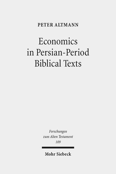 Large-scale economic change such as the rise of coinage occurred during the Persian-dominated centuries (6th -4th centuries BCE) in the Eastern Mediterranean and ancient Near East. How do the biblical texts of the time respond to such developments? In this study, Peter Altmann lays out foundational economic conceptions from the ancient Near East and earlier biblical traditions in order to show how Persian-period biblical texts build on these traditions to address the challenges of their day. Economic issues are central to the way that Ezra and Nehemiah approach the topics of temple building and of Judean self-understanding. Economic terminology and considerations also appear in Second Isaiah and the "Holiness Code." Following significant interaction with the material culture and extra-biblical texts, the author devotes special attention to the ascendancy of economics and its theological and identity implications as structuring metaphors for divine action and human community in the Persian period.