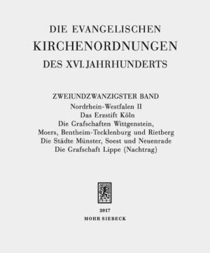 Evangelische Kirchenordnungen entstanden im 16. Jahrhundert vor dem Hintergrund des reformatorischen Umbruchs. Sie trugen ordnende Strukturen in die Kirche ein, indem sie Ämter, Liturgie, Predigt und Gottesdienst gemäß der evangelischen Lehre neu definierten. Viele Kirchenordnungen wirkten auch in das gesellschaftliche Leben hinein, auf die öffentliche Fürsorge und die soziale Ordnung sowie in den Bereich von Haus und Familie mit Regelungen zur Ehe und zum Zusammenleben der Partner. Der rheinisch-westfälische Raum stellt hinsichtlich der Reformationseinführung eine heterogene Landschaft dar. Er war nicht nur territorial stark zersplittert, sondern auch konfessionell vielgestaltig. Nachdem zahlreiche Territorialherren und städtischen Magistrate in den 1530er Jahren die Reformation lutherischer Prägung eingeführt hatten, leiteten einige Fürsten in der zweiten Hälfte des Jahrhunderts den Wechsel zum reformierten, an der Theologie Johannes Calvins ausgerichteten, Bekenntnis ein.