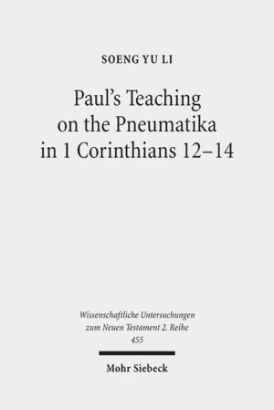 In this study, Soeng Yu Li explores Paul's understanding of the charismata in 1 Corinthians 12-14 and why the apostle focuses on the charisma of prophecy in 1 Corinthians 14. After demonstrating that the semantic relationship between charismata and pneumatika is to be understood as meronymy, the author then offers an exegesis of 1 Corinthians 12-14 from a meronymic point of view. In 1 Corinthians 12-14, Paul teaches about the topic pneumatika, the things that characterize the life of the pneumatikoi. Paul teaches the Corinthians that as pneumatikoi, both their behaviour and their practice of their apportioned charismata must be characterized by agapē. Only in this way can they build up the ekklēsia in the here and now towards the promised eschatological future. To illustrate his teaching, Paul uses prophecy as the paradigm of ta charismata ta meizona for the gathered ekklēsia living in the future-oriented present.