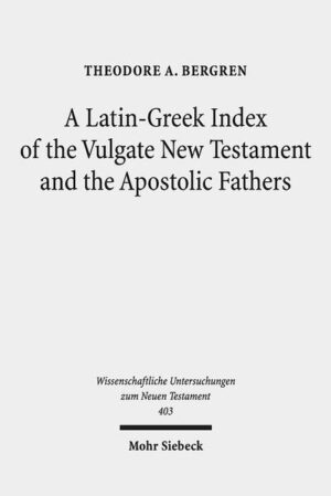 This volume lists, in alphabetical order, all the Latin words that appear in the Vulgate translation of the New Testament and the various ancient Latin translations of the "Apostolic Fathers". Following each Latin word are listed all the Greek words that are attested as translational antecedents, or "Vorlagen", for that Latin word in the Greek New Testament and the Greek Apostolic Fathers. Each Greek word is followed by a numerical marker indicating its page location in a particular Greek concordance of the New Testament or the Apostolic Fathers. Containing approximately 9,000 Latin words and phrases, and approximately 13,800 Greek translational equivalents, the index is sure to be of interest to anyone, including classicists and medievalists, studying Latin texts that were translated or may have been translated from Greek originals.