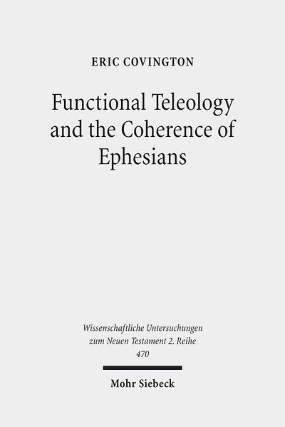 Eric Covington examines the way in which Ephesians coherently holds together cosmological, Christological, ecclesiological, and ethical elements within its vision of the early Christian way of life. He begins by investigating the extent to which the categories of functional teleology featured within ethical reflection in both Greco-Roman and early Jewish traditions. Next, he analyzes the letter's Auslegungsgeschichte, focusing on Thomas Aquinas' medieval commentary, to demonstrate how Ephesians has previously been interpreted through the lens of teleology. Finally, he turns to an historical-exegetical examination of Ephesians to demonstrate the way in which the letter uses the categories and concepts of functional teleology. He concludes that Ephesians identifies the appropriate way of life in light of an individual and ecclesial telos within God's ultimus finis for all of creation.