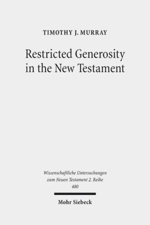 The importance of material generosity in early Christianity has been firmly established in New Testament research. Given this consensus, Timothy J. Murray examines the New Testament texts for evidence of when, how and why the early Christians restricted their generosity. Having also examined the restricted generosity of comparable social structures (Jewish groups, Greco-Roman associations and the Hellenistic oikos), the author argues that the self-conception of the early Christians as members of a fictive-family was the most significant influence on their practices of material generosity and its restrictions, in which they drew heavily from existing cultural ideals regarding family reciprocity and support. Additionally, the author argues (against the majority view) that evidence for organised poor-care in Jewish groups is meagre and non-existent with regard to Greco-Roman associations.