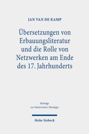 Am Ende des 17. Jahrhunderts richtete sich in ganz Europa und innerhalb aller christlicher Konfessionen die Aufmerksamkeit auf die Frömmigkeit. Zwischen den verschiedenen Frömmigkeitsbewegungen, die so entstanden, wie dem Puritanismus in England, der Nadere Reformatie in den Niederlanden und dem deutschen Pietismus, gab es intensive Verbindungen, in denen Übersetzungen von Erbauungsliteratur eine wichtige Rolle spielten. Während die Forschung diese Übersetzungen bisher eher auf der Makroebene behandelt hat, untersucht Jan van de Kamp erstmals ein Netzwerk von Übersetzern, die englische und niederländische Bücher ins Deutsche übertragen haben. Er zeigt, dass Netzwerke bei der Produktion, Distribution und Rezeption der Übersetzungen eine sehr große Rolle spielten. Zudem geht er darauf ein, wie groß der Einfluss von Puritanismus und Nadere Reformatie auf den deutschen Pietismus war und inwiefern die erwähnten Bewegungen miteinander verbunden waren.