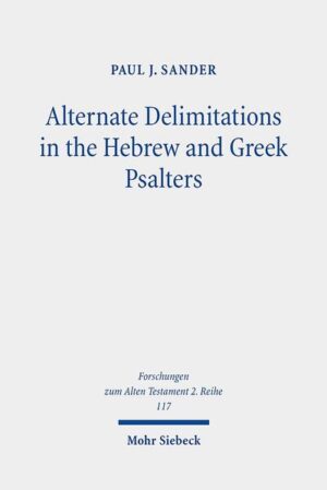 In this study, Paul J. Sander examines the phenomenon of alternate psalm delimitation in the Hebrew and Greek psalters (Psalms 9, 10, 114, 115, 116, and 147 in the Hebrew and Psalms 9, 113, 114, 115, 146, and 147 in the Greek). The main goal of his analysis is to determine the literary, theological, and canonical significance of these alternate psalm delimitations. The author shows that combined delimitation of the received Hebrew text of Psalms 9-10 and 114-115 creates interpretative possibilities that are not present without the combined interplay of the respective psalms. Similarly, the separate delimitation of the received Hebrew text of Psalms 116 and 147 creates other interpretative possibilities based upon linkages with adjacent psalms and an increased focus on the specific themes in the separately delimited psalms. The Greek lexical differences have literary and theological effects that correlate to varying degrees with the alternate Greek delimitations and open up new interpretative possibilities for the respective texts.