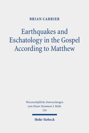 In this study, Brian Carrier provides a comprehensive analysis of the role that seismic language plays within the Matthean Gospel narrative. After reconstructing what connotations seismic language likely carried in Matthew's cultural context, the author utilizes an historically informed author-oriented narrative criticism that is complemented with redaction criticism to analyze the relationships that Matthew's seismic references display with regards to each other and to the overall narrative. This analysis leads to the conclusion that Matthew's seismic references collectively indicate that the life, death, and resurrection of Jesus together represent the partial fulfillment of the Old Testament eschatological Day of the Lord.