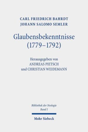 Das "Glaubensbekenntniß" des streitbaren Aufklärungstheologen Carl Friedrich Bahrdt (1740-1792) löste eine der heftigsten theologischen Kontroversen des 18. Jahrhunderts aus. Die in diesem Band versammelten, ausführlich erläuterten Schriften dokumentieren den Streit zwischen Bahrdt und seinem wichtigsten Kontrahenten Johann Salomo Semler (1725-1791). Verhandelt werden die etwaigen Grenzen von Religions- und Lehrfreiheit, die Verbindlichkeit klassischer Theologumena sowie das Verhältnis von öffentlicher und privater Religionsausübung. Der Band vermittelt auch einen Eindruck vom Ablauf zeitgenössischer theologischer Auseinandersetzungen, die nicht etwa auf den binnentheologischen Raum beschränkt blieben, sondern breite kulturelle Aufmerksamkeit erfuhren. Die ausführliche Einleitung der Bandherausgeber macht mit dem historischen Kontext dieser markanten Auseinandersetzung vertraut.